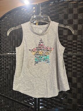 wonder nation Gray Tank Top with Multicolor Sequin Star